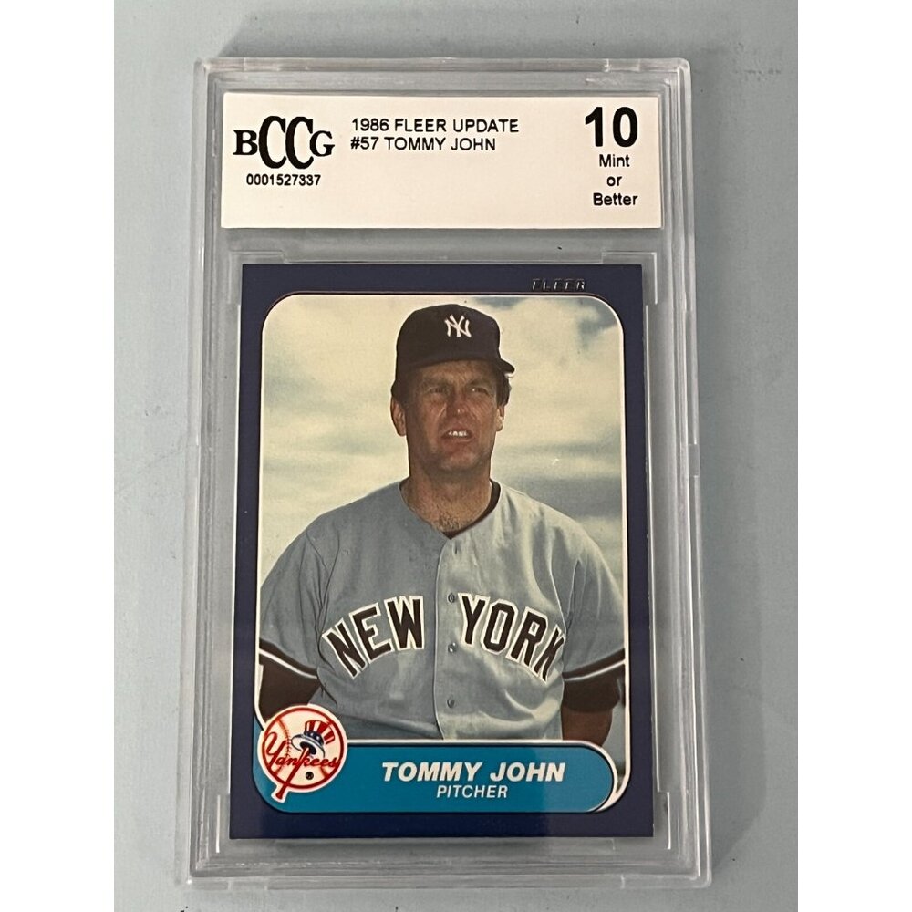 1986 Fleer Update Factory Set Tommy John #U-57 BCCG 10 Gem Mint Yankee
